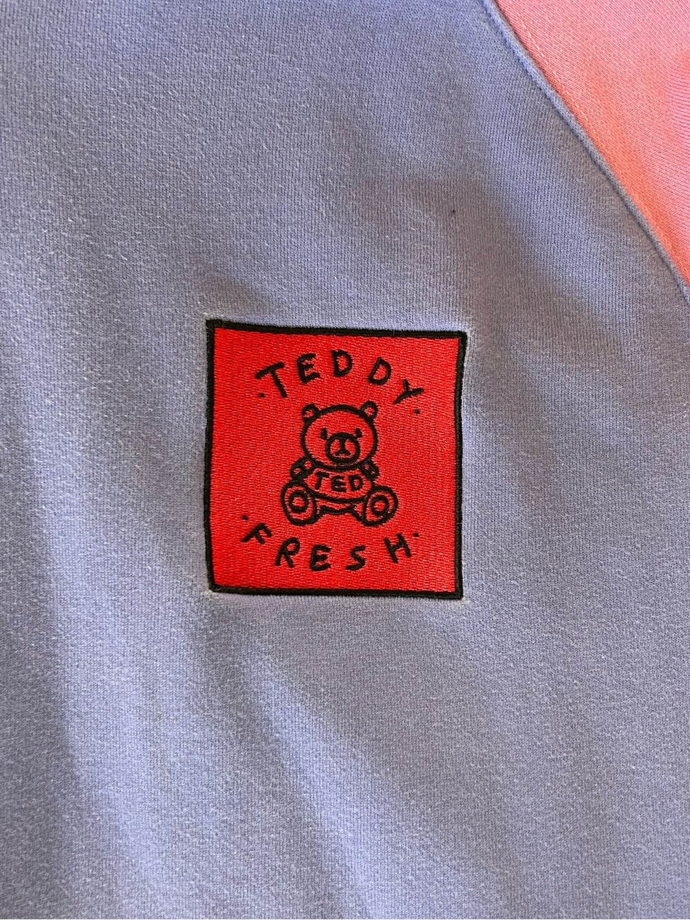 Teddy Fresh | Unisex XL Drawstring Hoodie Colorblock Colorful Pastels Purple - Picture 5 of 11